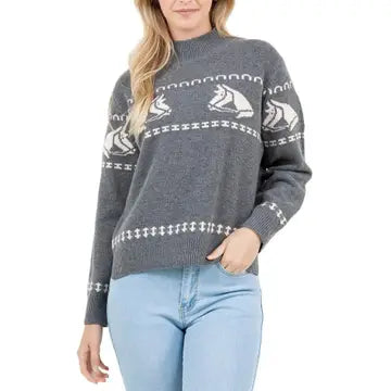 Grey Horse Knit Sweater.